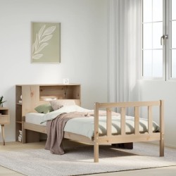 Lit bibliothèque sans matelas 90x200 cm bois de pin massif 