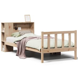 Lit bibliothèque sans matelas 90x200 cm bois de pin massif 