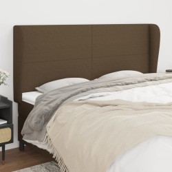 Tête de lit avec oreilles Marron foncé 203x23x118/128 cm Tissu 