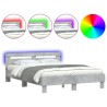 Cadre de lit avec LED sans matelas gris béton 140x190 cm 