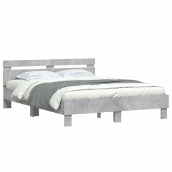 Cadre de lit avec LED sans matelas gris béton 140x190 cm 