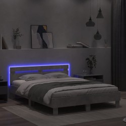 Cadre de lit avec LED sans matelas gris béton 140x190 cm 
