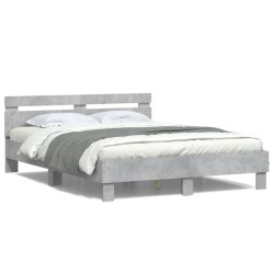 Cadre de lit avec LED sans matelas gris béton 140x190 cm 
