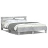 Cadre de lit avec LED sans matelas gris béton 140x190 cm 