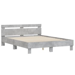 Cadre de lit avec LED sans matelas gris béton 140x190 cm 