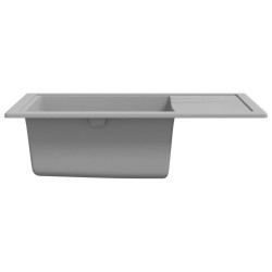 Évier de cuisine avec trou de trop-plein ovale Gris Granit 