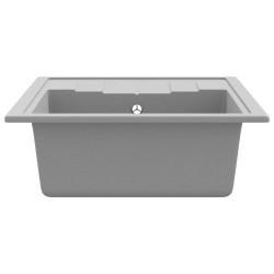 Évier de cuisine avec trou de trop-plein ovale Gris Granit 