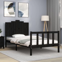Cadre de lit sans matelas noir 100x200 cm bois massif de pin 