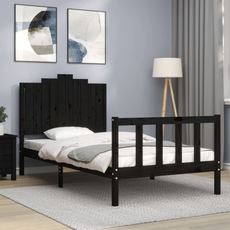 Cadre de lit sans matelas noir 100x200 cm bois massif de pin 