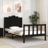 Cadre de lit sans matelas noir 100x200 cm bois massif de pin 