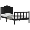 Cadre de lit sans matelas noir 100x200 cm bois massif de pin 