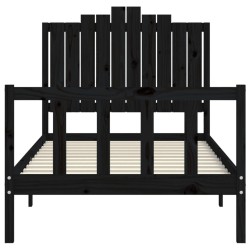 Cadre de lit sans matelas noir 100x200 cm bois massif de pin 