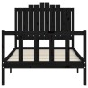 Cadre de lit sans matelas noir 100x200 cm bois massif de pin 