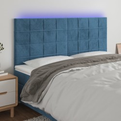 Tête de lit à LED Bleu foncé 160x5x118/128 cm Velours 