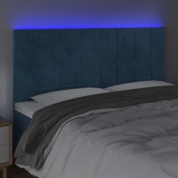 Tête de lit à LED Bleu foncé 160x5x118/128 cm Velours 