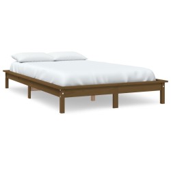 Cadre de lit sans matelas marron miel 140x190 cm bois massif 