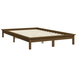 Cadre de lit sans matelas marron miel 140x190 cm bois massif 