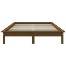 Cadre de lit sans matelas marron miel 140x190 cm bois massif 