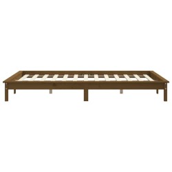 Cadre de lit sans matelas marron miel 140x190 cm bois massif 
