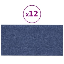 Panneaux muraux 12 pcs Bleu 60x30 cm Tissu 2,16 m² 