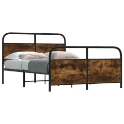 Cadre de lit en métal sans matelas chêne fumé 137x190 cm 
