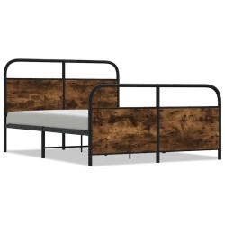 Cadre de lit en métal sans matelas chêne fumé 137x190 cm 