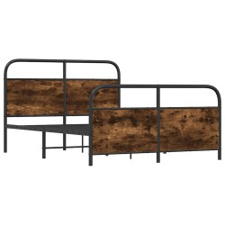 Cadre de lit en métal sans matelas chêne fumé 137x190 cm 