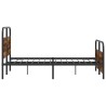 Cadre de lit en métal sans matelas chêne fumé 137x190 cm 