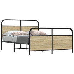 Cadre de lit en métal sans matelas chêne sonoma 137x190 cm 
