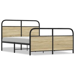 Cadre de lit en métal sans matelas chêne sonoma 137x190 cm 