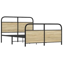 Cadre de lit en métal sans matelas chêne sonoma 137x190 cm 