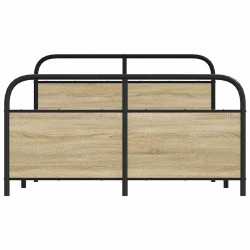 Cadre de lit en métal sans matelas chêne sonoma 137x190 cm 