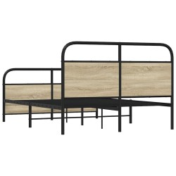 Cadre de lit en métal sans matelas chêne sonoma 137x190 cm 