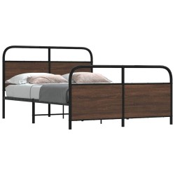 Cadre de lit en métal sans matelas chêne marron 137x190 cm 