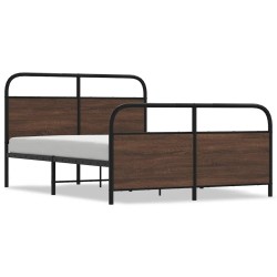 Cadre de lit en métal sans matelas chêne marron 137x190 cm 
