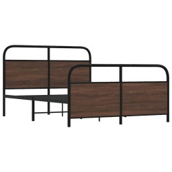 Cadre de lit en métal sans matelas chêne marron 137x190 cm 