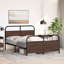 Cadre de lit en métal sans matelas chêne marron 137x190 cm 