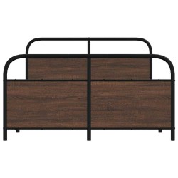 Cadre de lit en métal sans matelas chêne marron 137x190 cm 