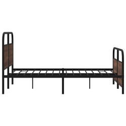 Cadre de lit en métal sans matelas chêne marron 137x190 cm 