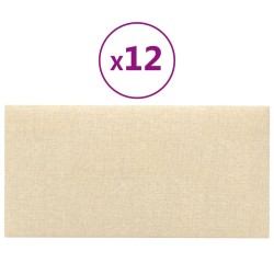 Panneaux muraux 12 pcs Crème 60x30 cm Tissu 2,16 m² 