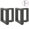 Pieds de table basse en T 2 pièces Anthracite 30x25x(30-31) cm Acier 
