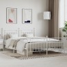 Cadre de lit métal sans matelas et pied de lit blanc 160x200 cm 