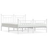 Cadre de lit métal sans matelas et pied de lit blanc 160x200 cm 
