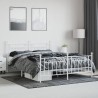 Cadre de lit métal sans matelas et pied de lit blanc 160x200 cm 