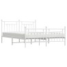 Cadre de lit métal sans matelas et pied de lit blanc 160x200 cm 