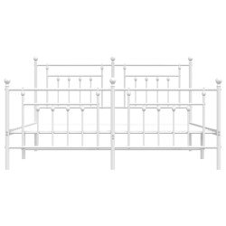Cadre de lit métal sans matelas et pied de lit blanc 160x200 cm 