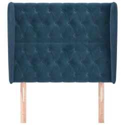 Tête de lit avec oreilles Bleu foncé 93x23x118/128 cm Velours 