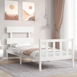 Cadre de lit sans matelas blanc 100x200 cm bois de pin massif 