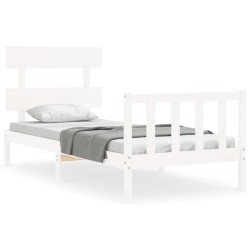 Cadre de lit sans matelas blanc 100x200 cm bois de pin massif 