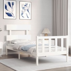Cadre de lit sans matelas blanc 100x200 cm bois de pin massif 